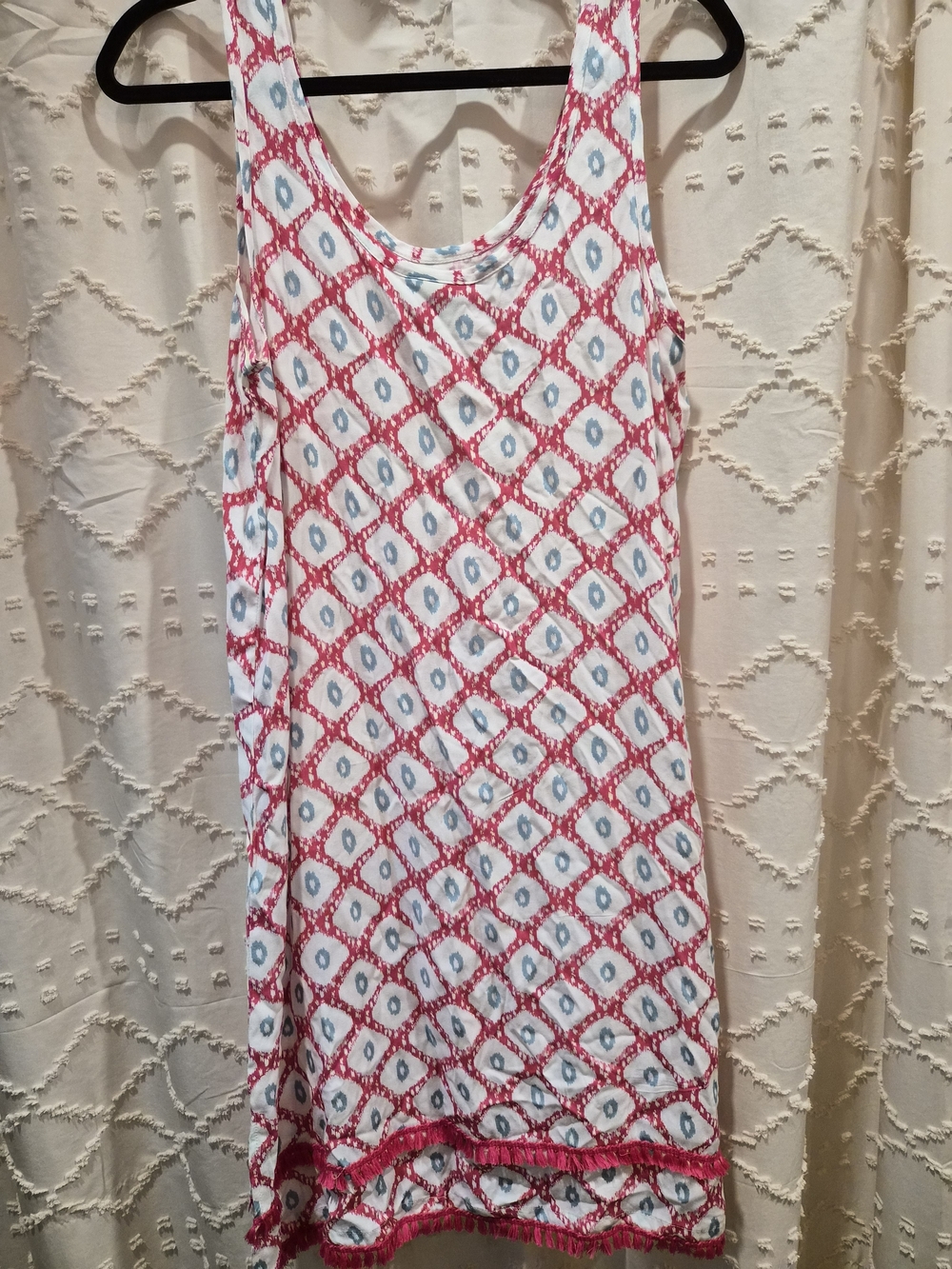Wonderly Intimates White Mini Dress with Pink & Blue Geo Print